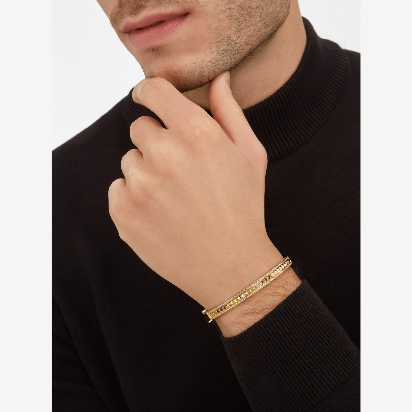 [Pearl Jewelrys]ZERO 1 SPIRAL AND PAVED DIAMOND GOLD BRACELET