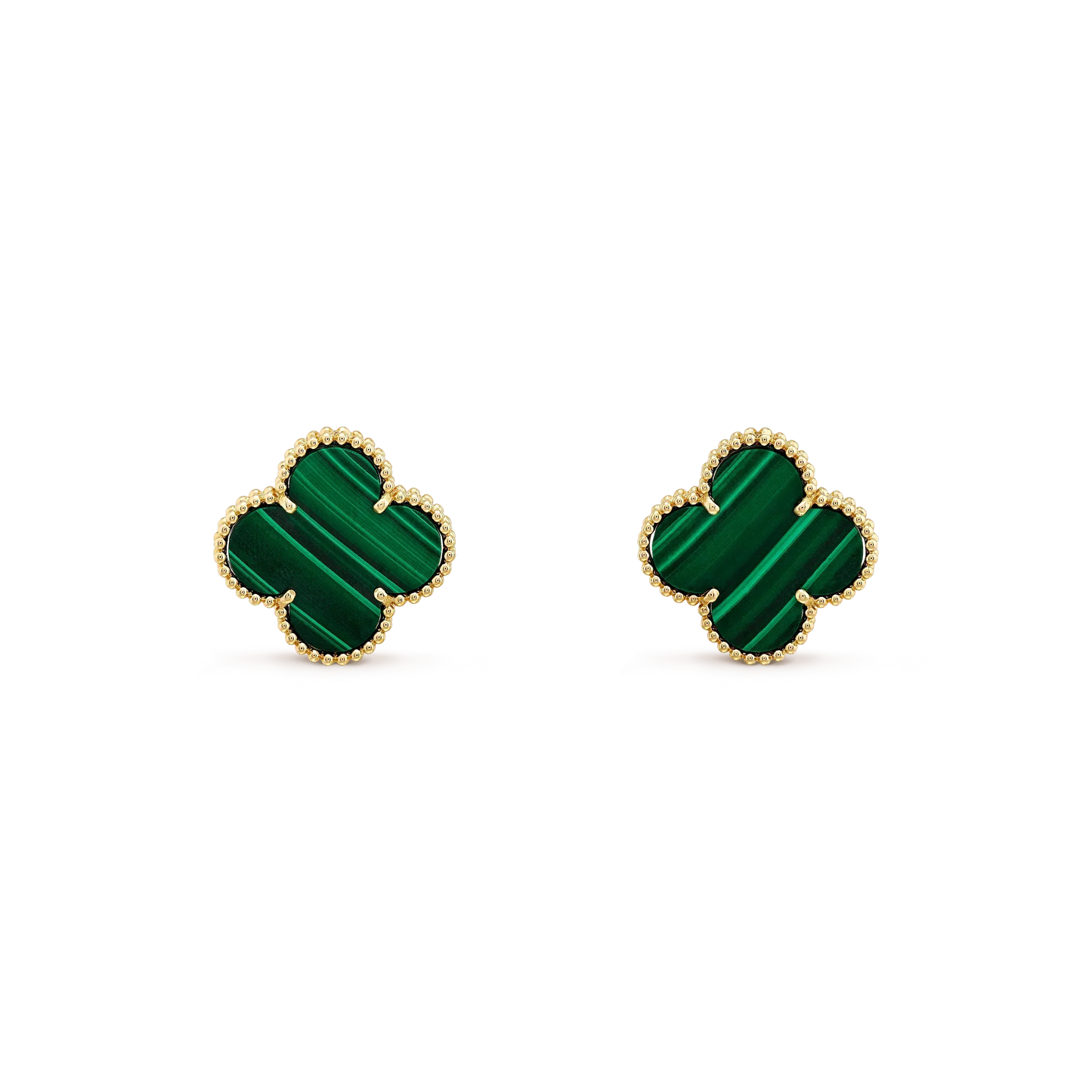 [Pearl Jewelrys]CLOVER MINI 9.5MM MALACHITE  EARRINGS
