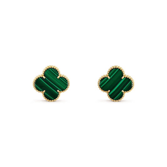 [Pearl Jewelrys]CLOVER MINI 9.5MM MALACHITE  EARRINGS