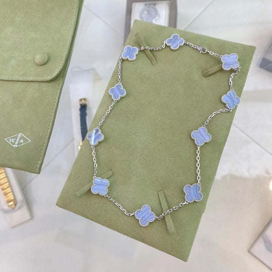 [Pearl Jewelrys]CLOVER 10 MOTIFS PURPLE CHALCEDONY NECKLACE