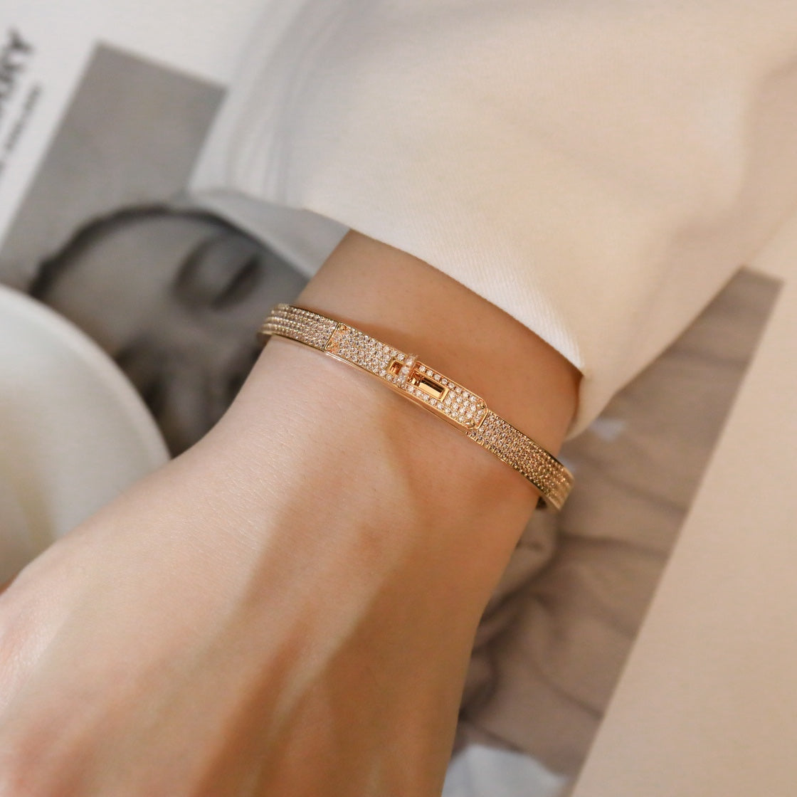 [Pearl Jewelrys]KELLY BRACELET DIAMOND PAVED