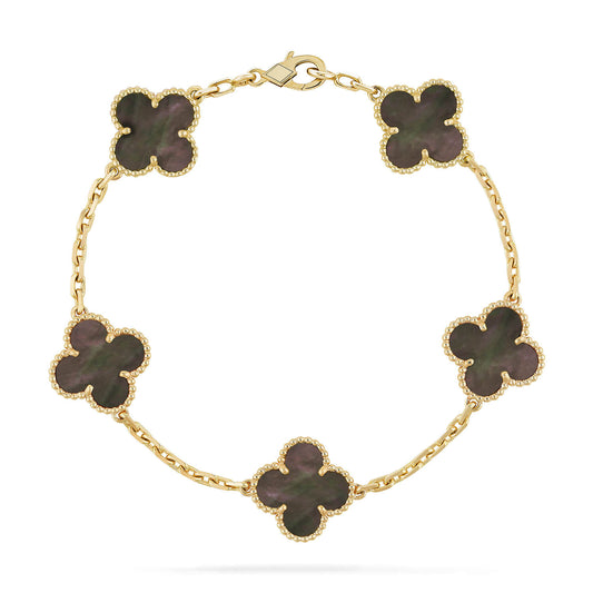 [Pearl Jewelrys]CLOVER 5 MOTIF GRAY MOP  BRACELET