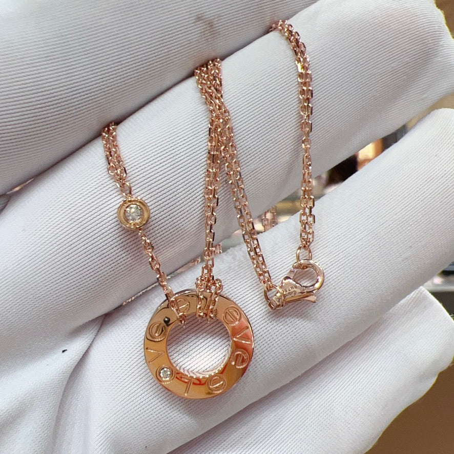 [Pearl Jewelrys]LOVE NECKLACE 16MM 2 DIAMONDS