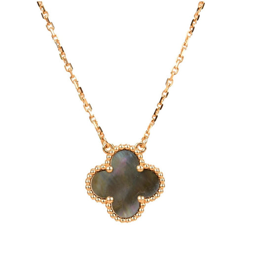 [Pearl Jewelrys]CLOVER 15MM  GRAY MOTHER OF PEARL NECKLACE