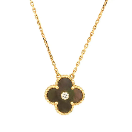 [Pearl Jewelrys]CLOVER 15MM DIAMOND AND MOTHER-OF-GREY NECKLACE