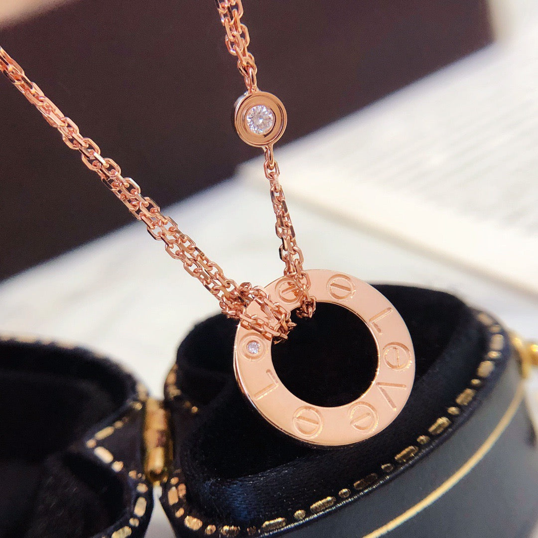 [Pearl Jewelrys]LOVE NECKLACE 16MM 2 DIAMONDS
