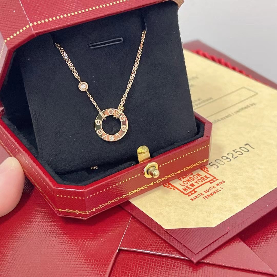 [Pearl Jewelrys]LOVE NECKLACE 16MM 2 DIAMONDS