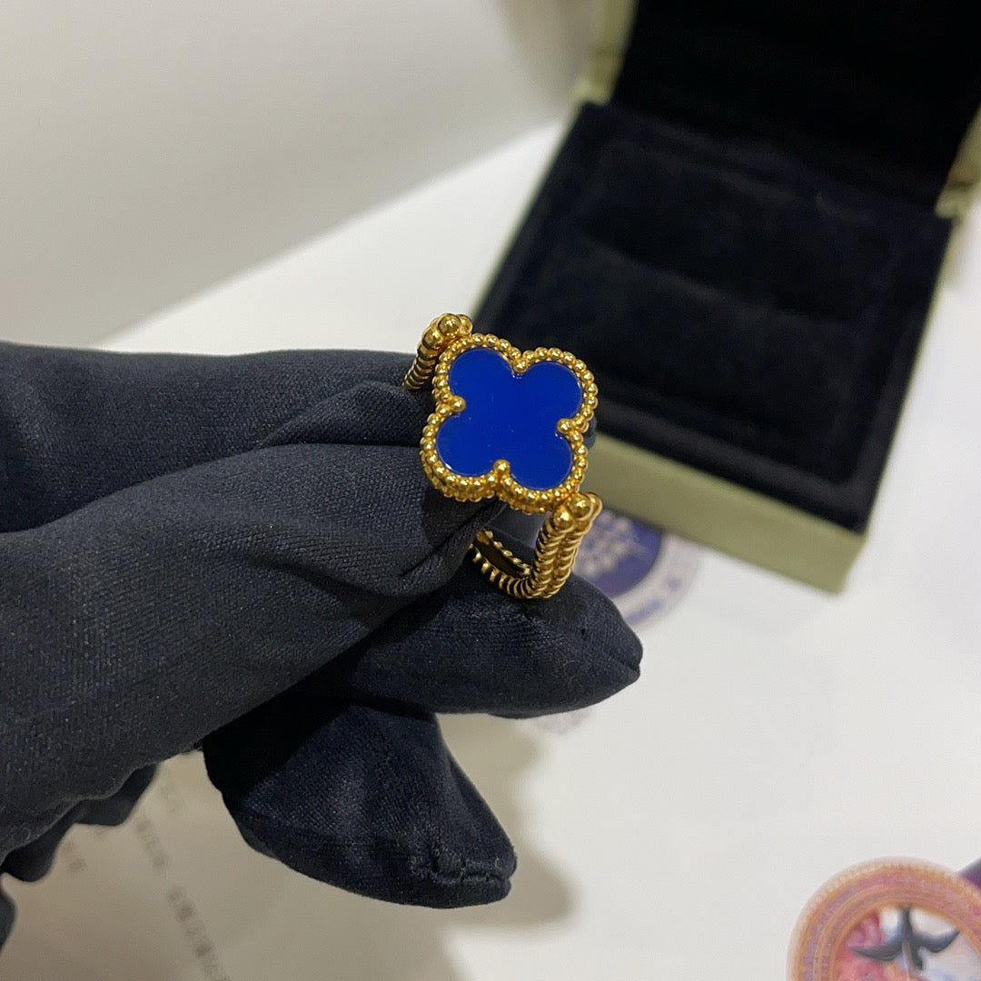 [Pearl Jewelrys]CLOVER RIVERSIBLE BLUE AGATE RING