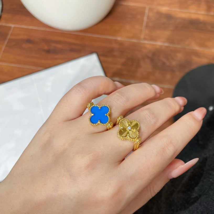 [Pearl Jewelrys]CLOVER RIVERSIBLE BLUE AGATE RING