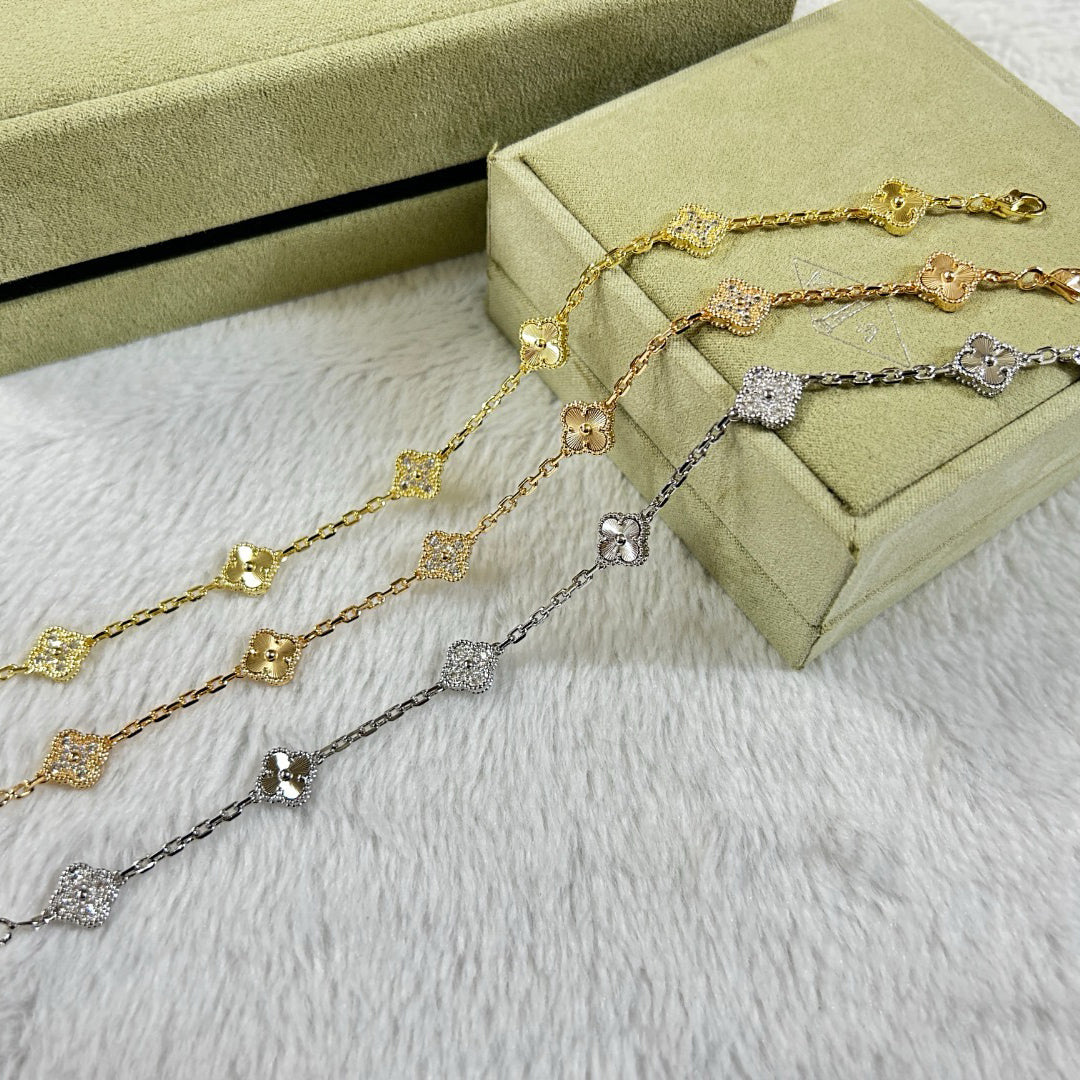 [Pearl Jewelrys]CLOVER 6 MOTIF DIAMOND LASER BRACELET