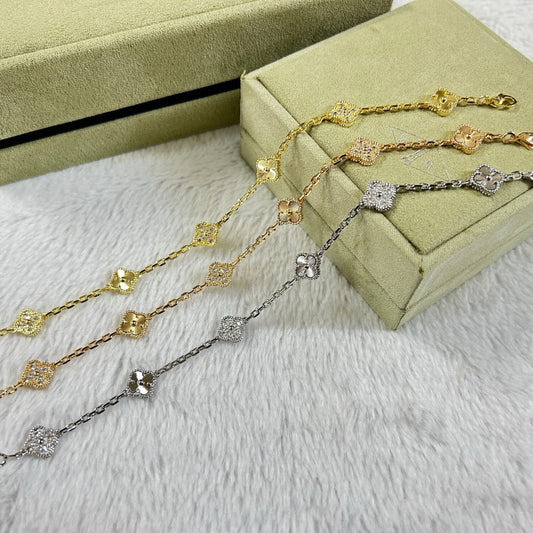 [Pearl Jewelrys]CLOVER 6 MOTIF DIAMOND LASER BRACELET