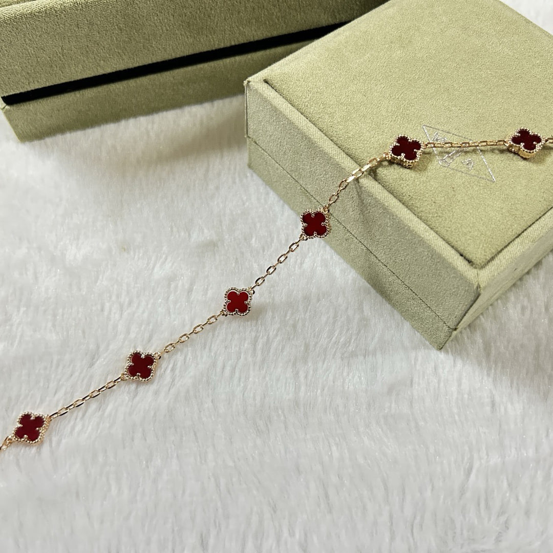 [Pearl Jewelrys]CLOVER 6 MOTIF RED AGATE BRACELET