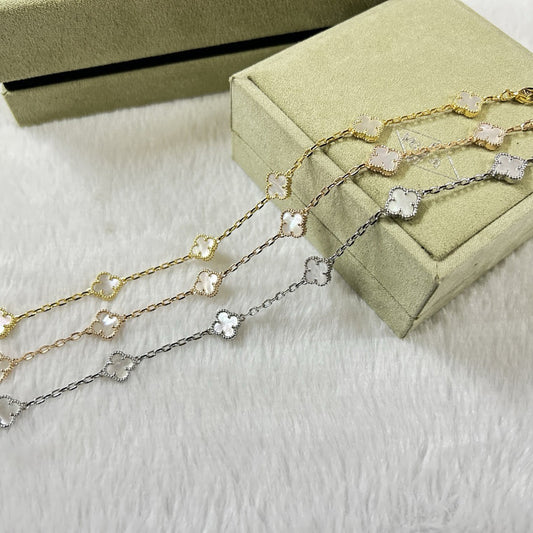 [Pearl Jewelrys]CLOVER 6 MOTIF WHITE MOP BRACELET