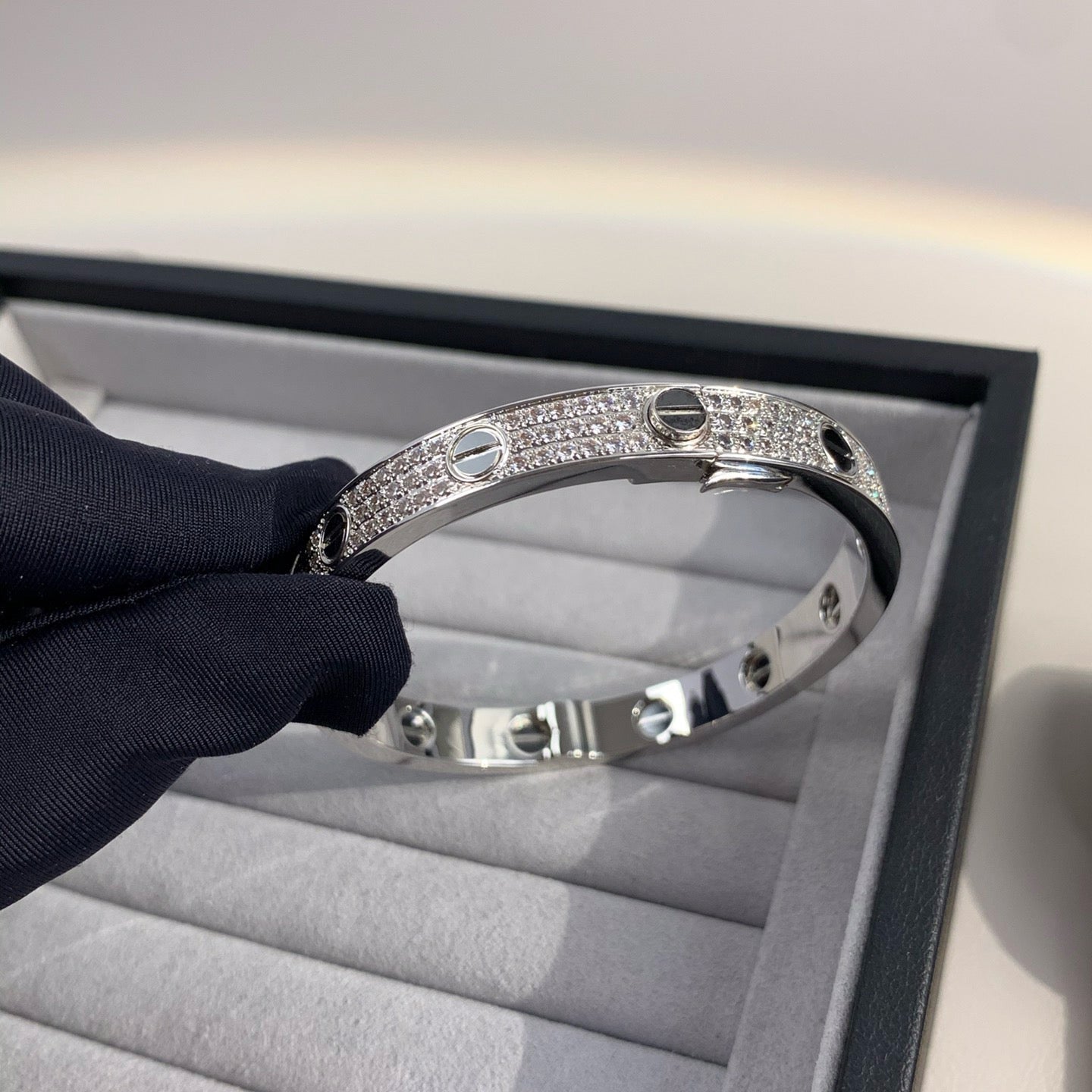 [Pearl Jewelrys]LOVE BRACELET 6.1MM DIAMOND-PAVED CERAMIC