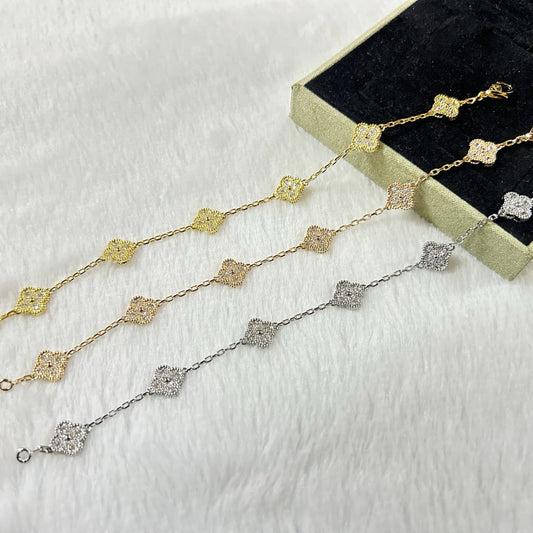 [Pearl Jewelrys]CLOVER 6 MOTIF DIAMOND BRACELET