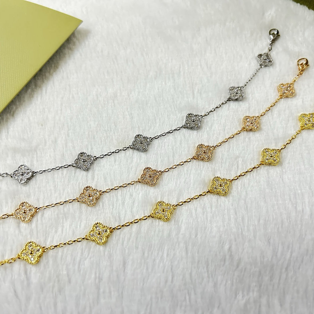 [Pearl Jewelrys]CLOVER 6 MOTIF DIAMOND BRACELET