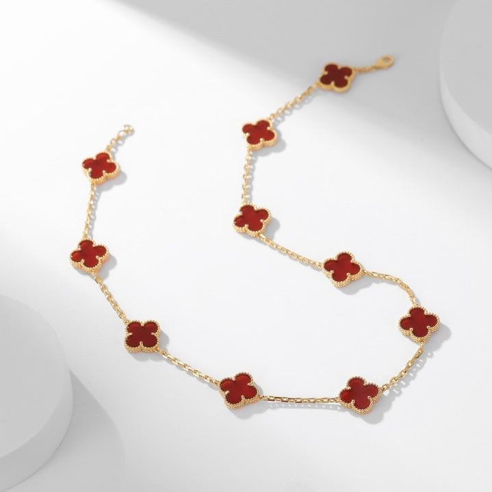 [Pearl Jewelrys]CLOVERS THE  10-MOTIFS CARNELIAN NECKLACE
