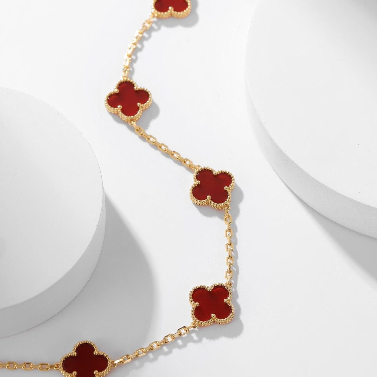 [Pearl Jewelrys]CLOVERS THE  10-MOTIFS CARNELIAN NECKLACE