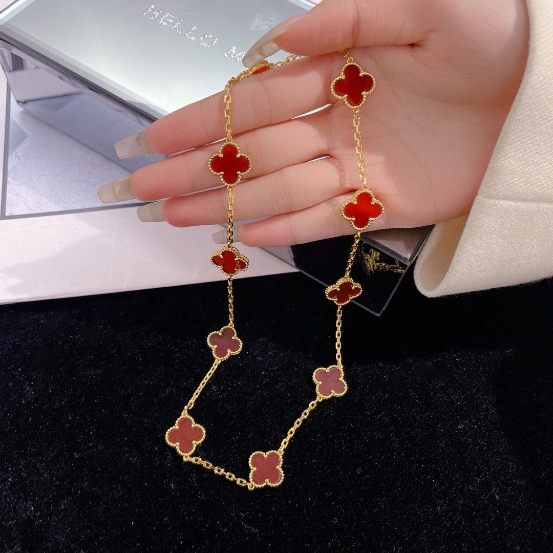 [Pearl Jewelrys]CLOVERS THE  10-MOTIFS CARNELIAN NECKLACE
