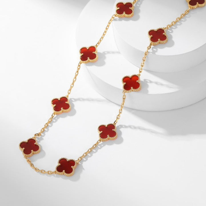 [Pearl Jewelrys]CLOVERS THE  10-MOTIFS CARNELIAN NECKLACE