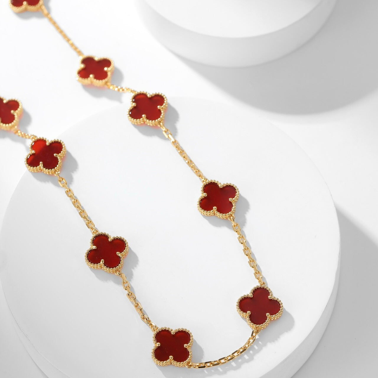 [Pearl Jewelrys]CLOVERS THE  10-MOTIFS CARNELIAN NECKLACE