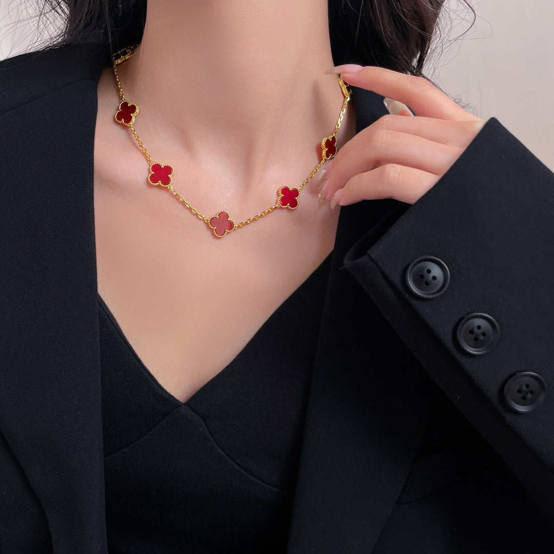 [Pearl Jewelrys]CLOVERS THE  10-MOTIFS CARNELIAN NECKLACE