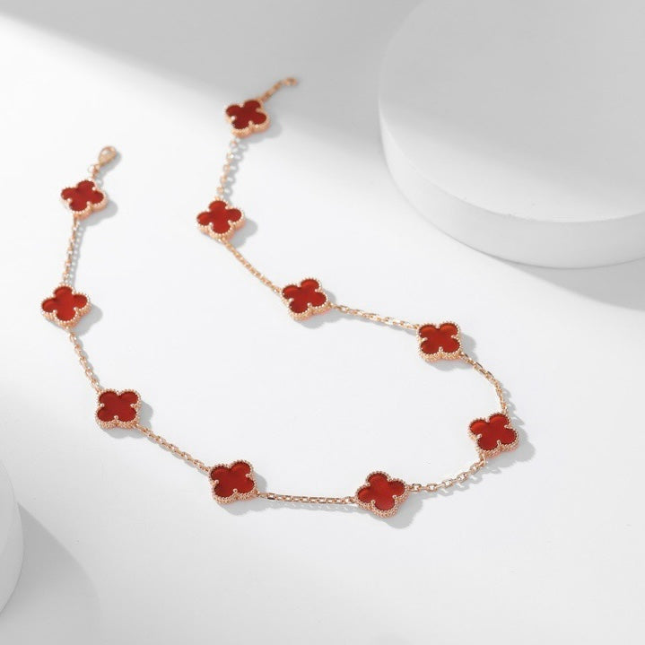 [Pearl Jewelrys]CLOVERS THE  10-MOTIFS CARNELIAN NECKLACE