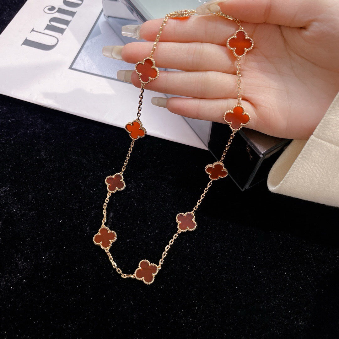 [Pearl Jewelrys]CLOVERS THE  10-MOTIFS CARNELIAN NECKLACE