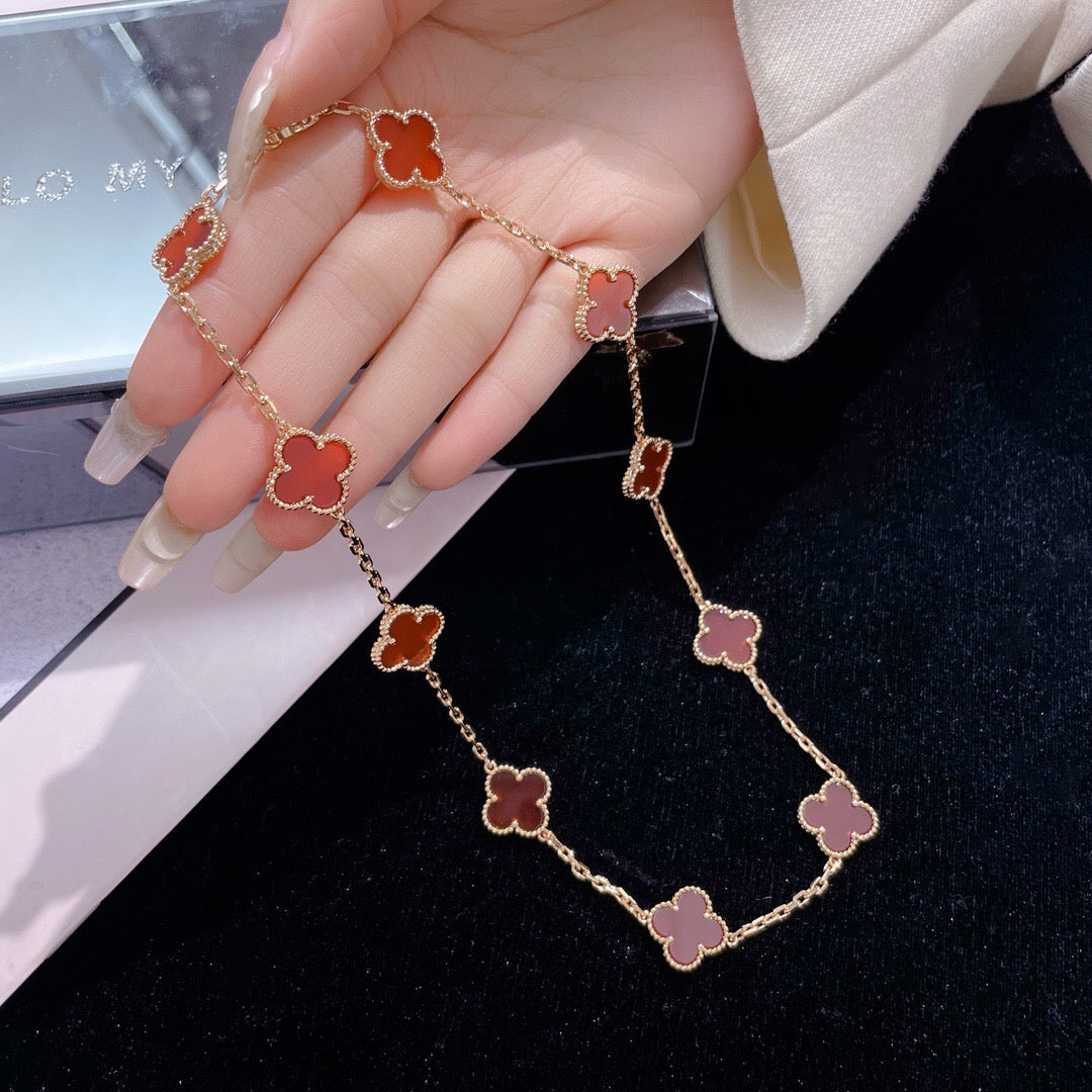[Pearl Jewelrys]CLOVERS THE  10-MOTIFS CARNELIAN NECKLACE