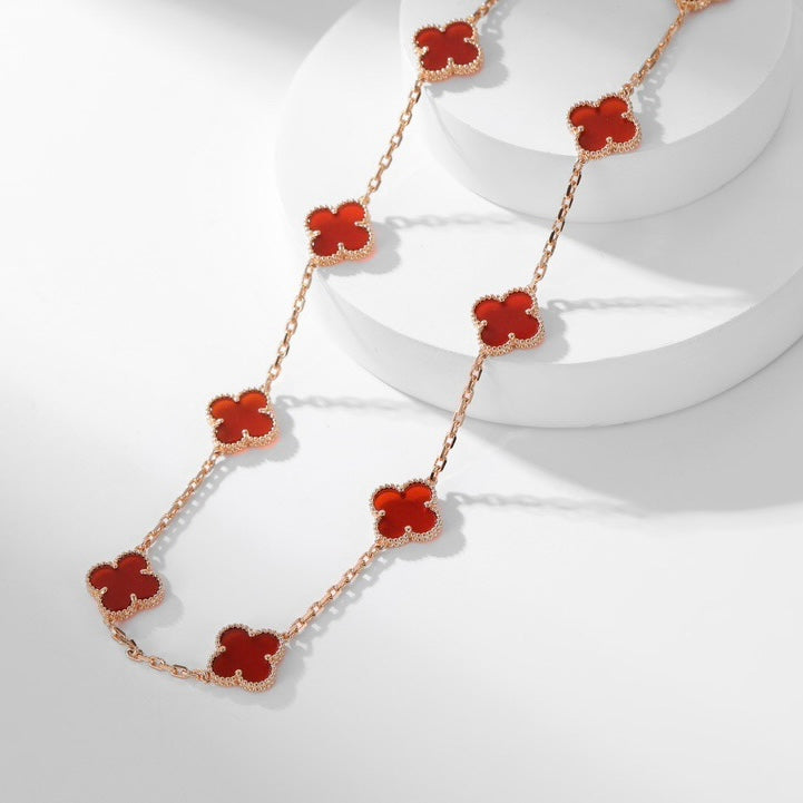 [Pearl Jewelrys]CLOVERS THE  10-MOTIFS CARNELIAN NECKLACE