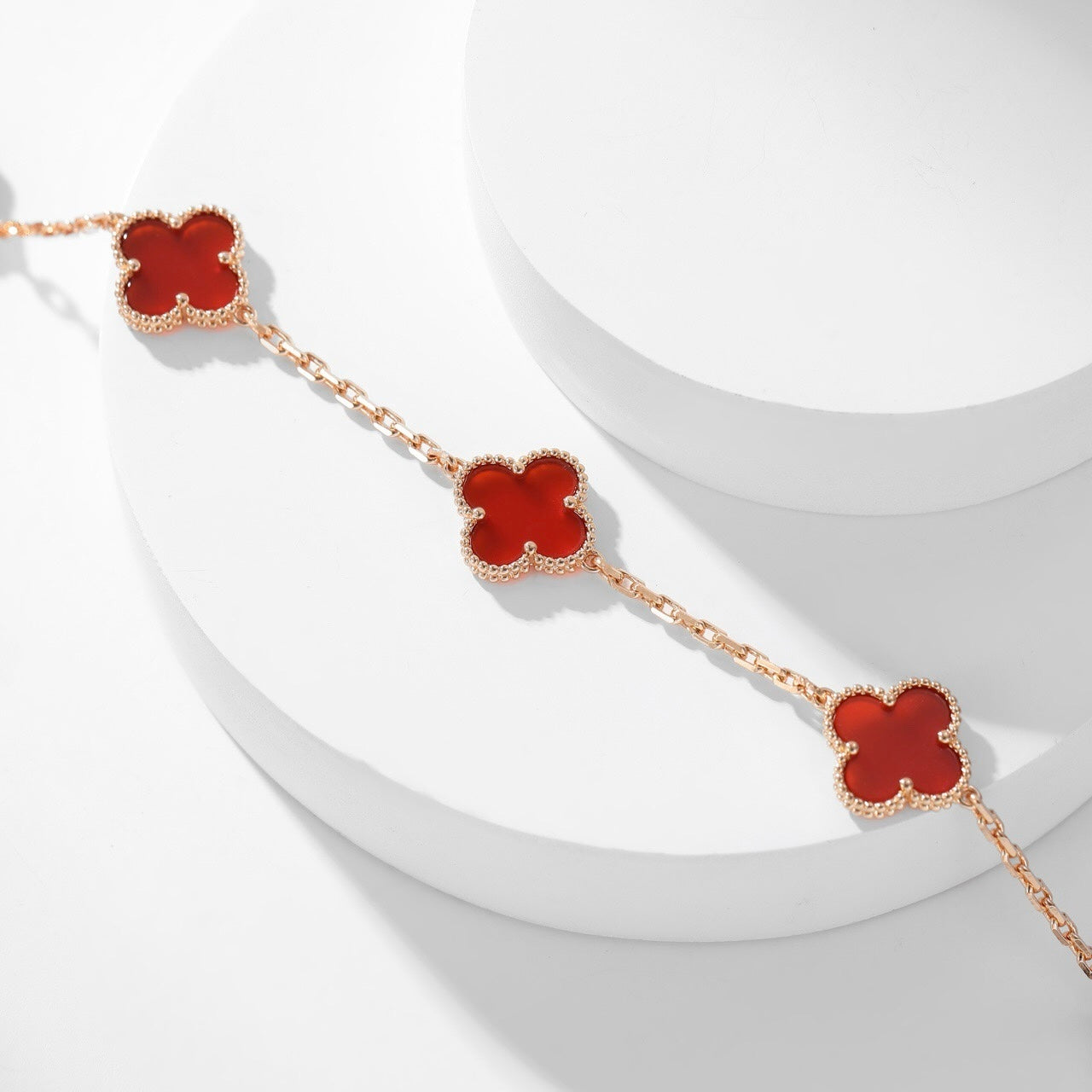 [Pearl Jewelrys]CLOVERS THE  10-MOTIFS CARNELIAN NECKLACE