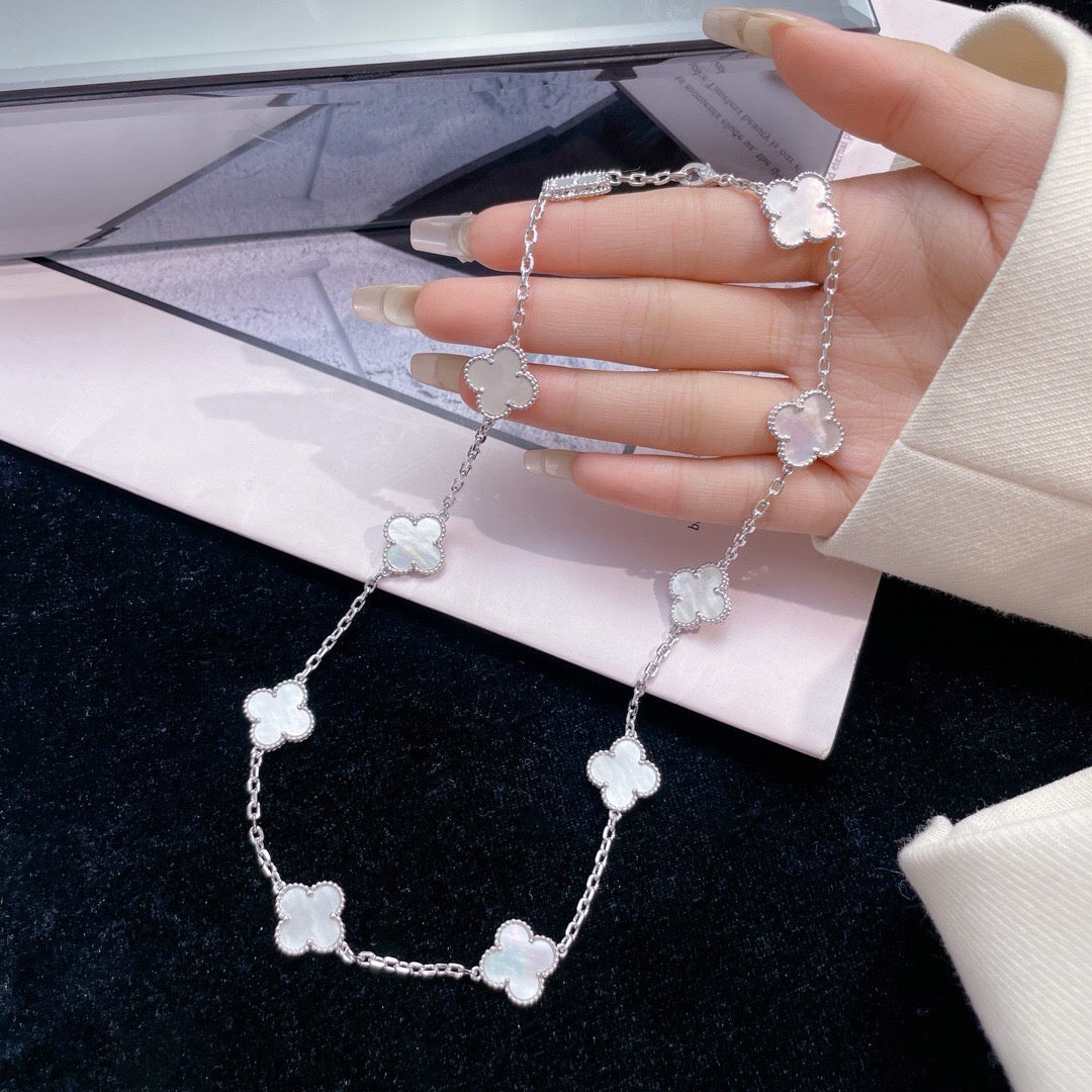 [Pearl Jewelrys]CLOVERS THE 10-MOTIFS WHITE MOTHER OF PEARL NECKLACE