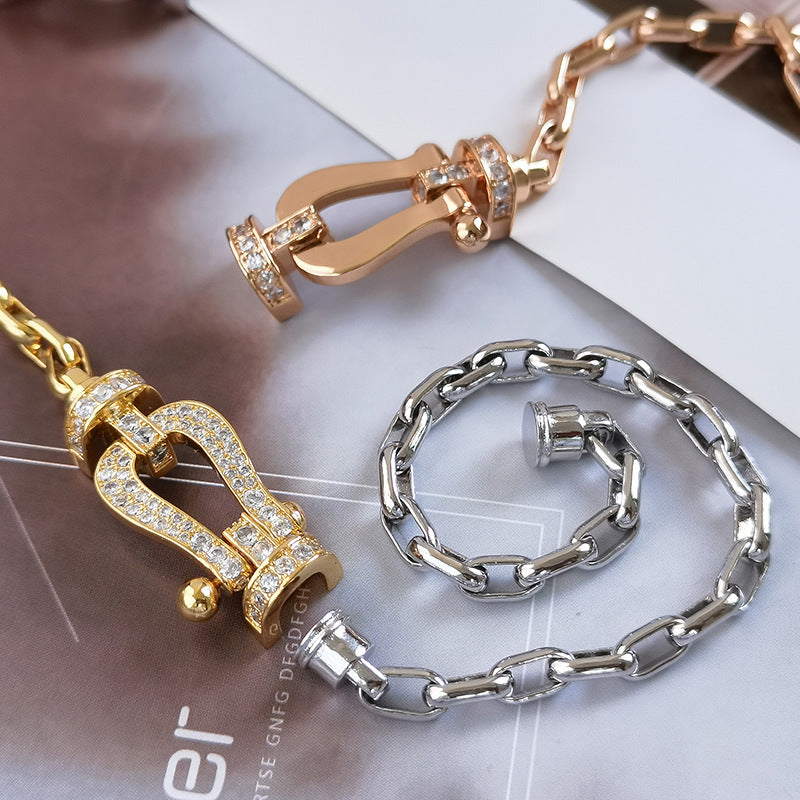 [Pearl Jewelrys]FORCE LARGE HORSESHOE CLASP  METAL BRACELET