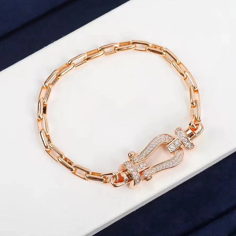 [Pearl Jewelrys]FORCE LARGE HORSESHOE CLASP  METAL BRACELET