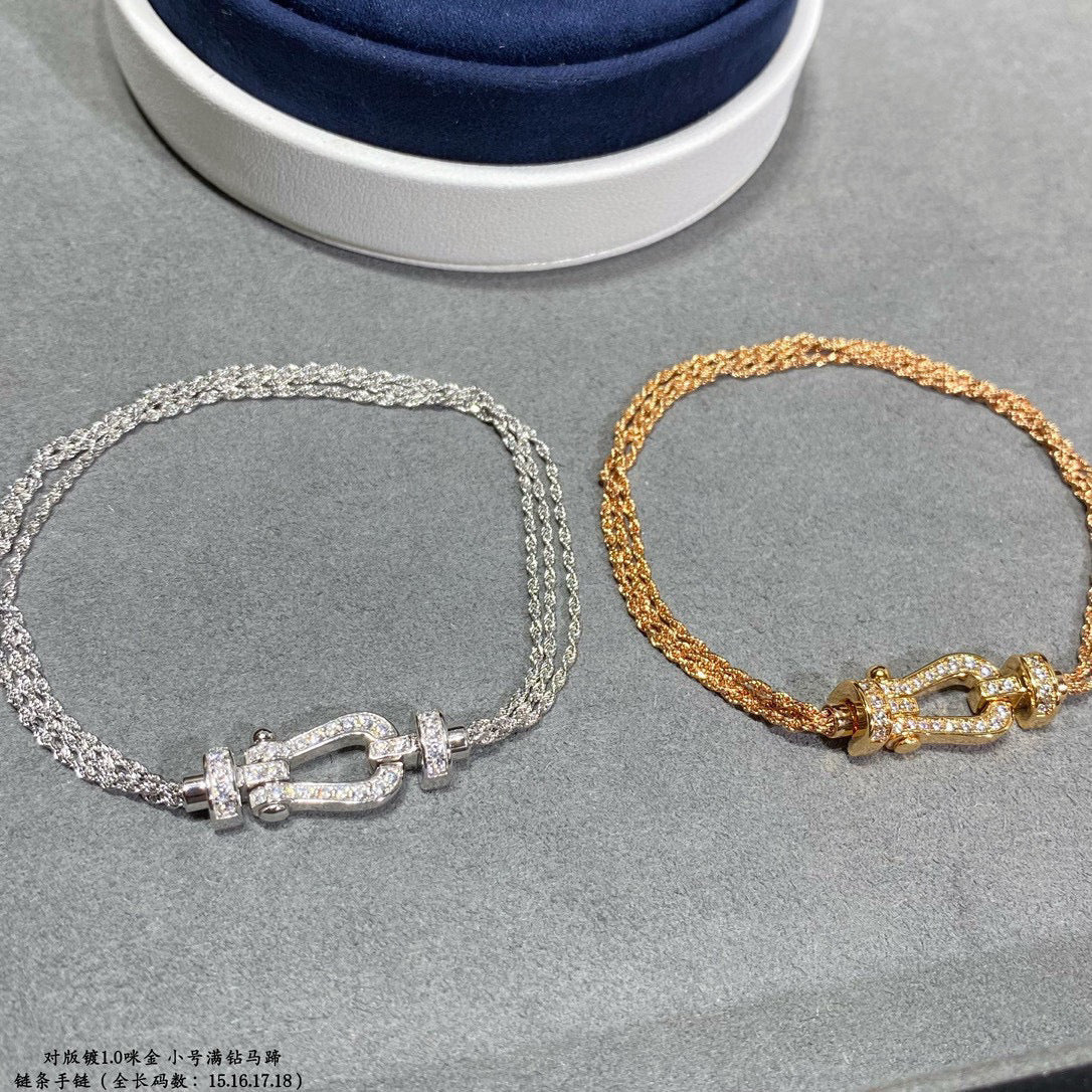 [Pearl Jewelrys]FORCE SMALL HORSESHOE  DIAMOND CHAIN ROPE BRACELET