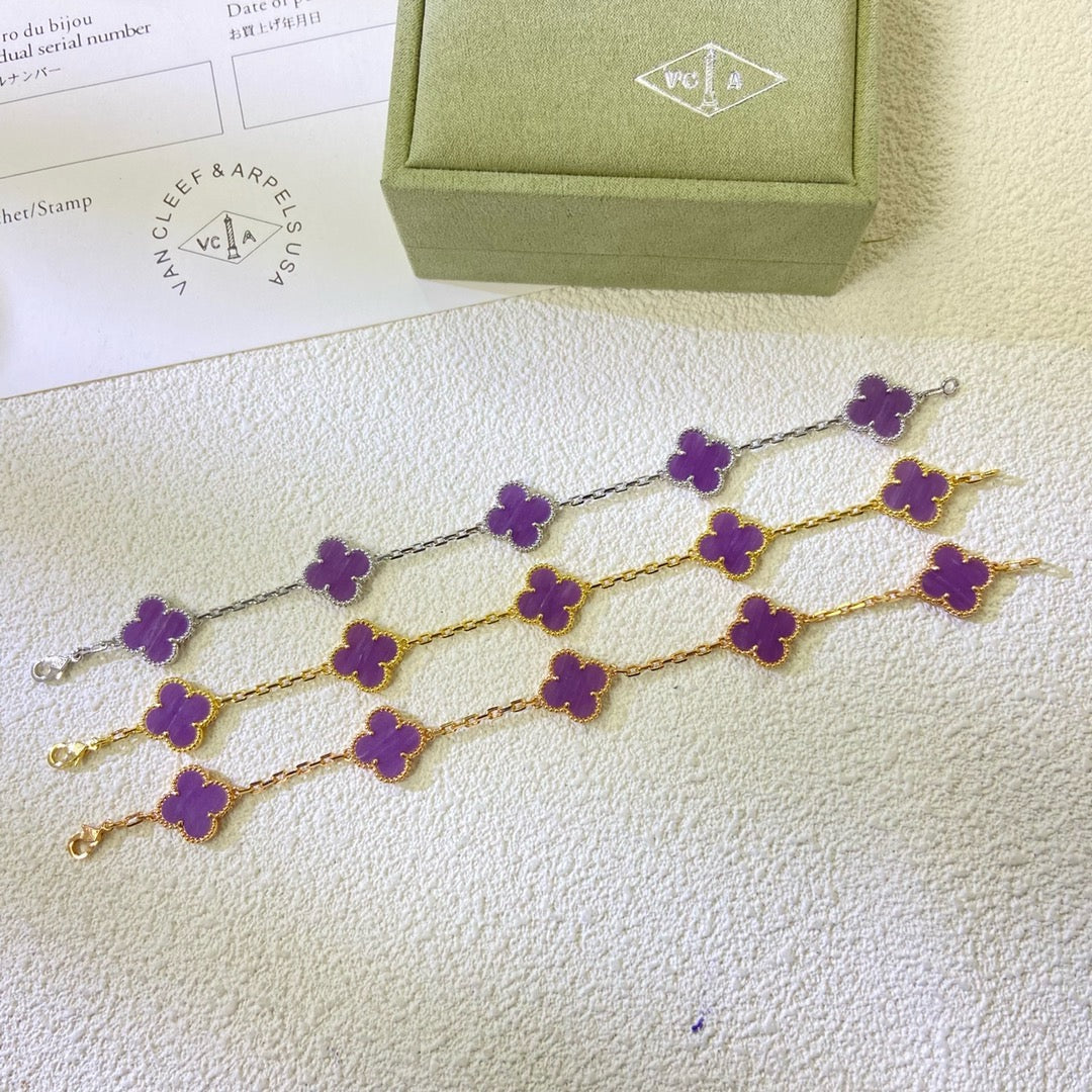[Pearl Jewelrys]CLOVER  5 MOTIFS  PURPLE VIOLET BRACELET