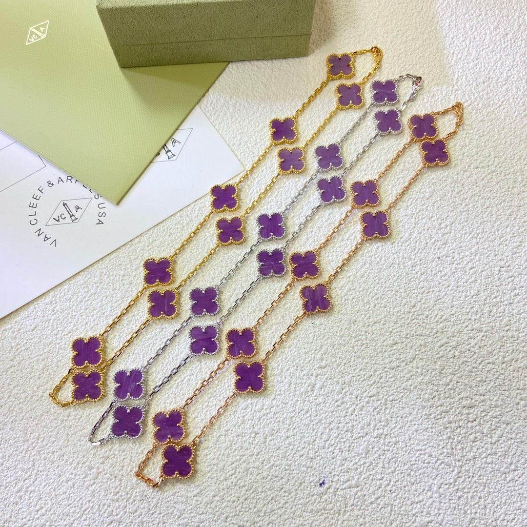 [Pearl Jewelrys]CLOVER 10 MOTIFS  PURPLE VIOLET  NECKLACE