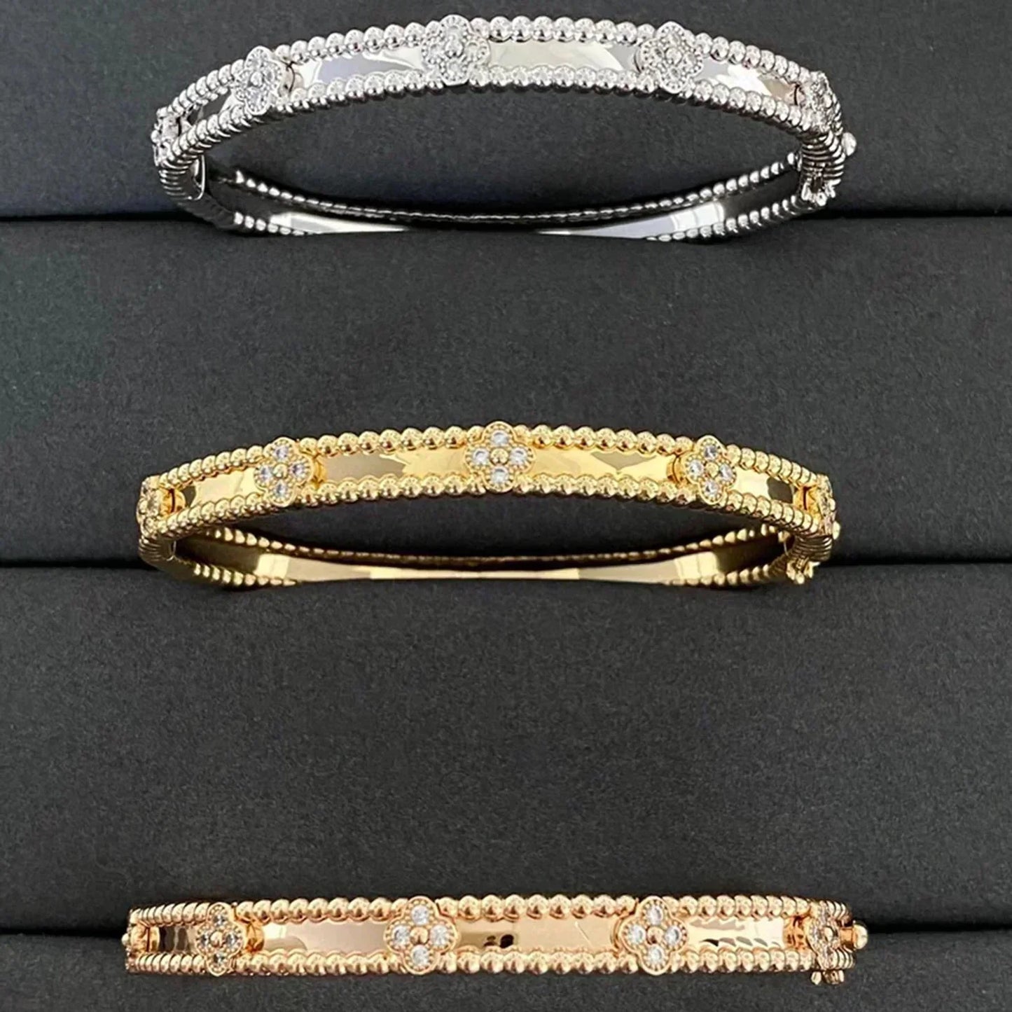 [Pearl Jewelrys]CLOVER BRACELET 4MM DIAMONDS