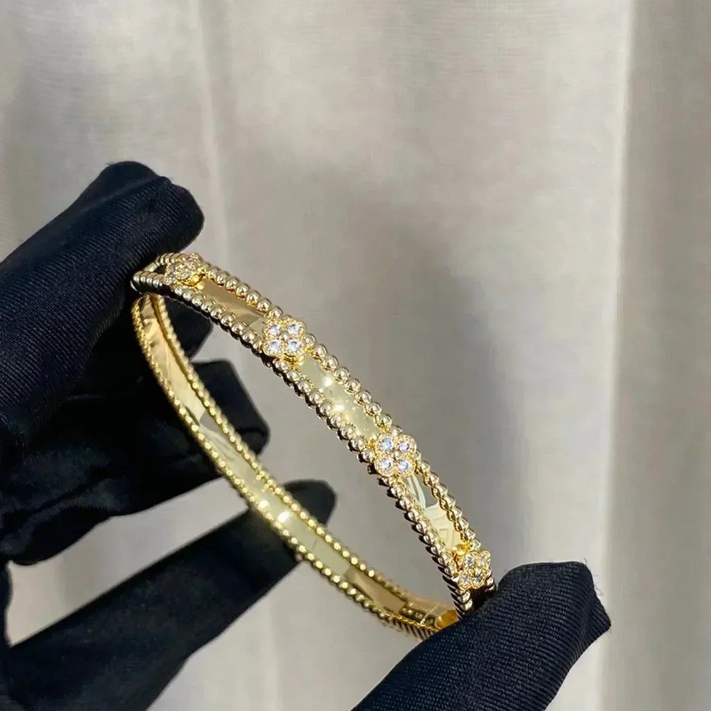 [Pearl Jewelrys]CLOVER BRACELET 4MM DIAMONDS