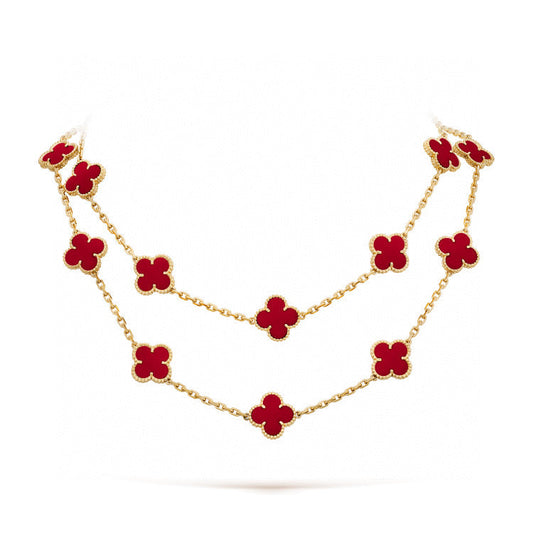 [Pearl Jewelrys]CLOVER 20 MOTIFS CARNELIAN NECKLACE