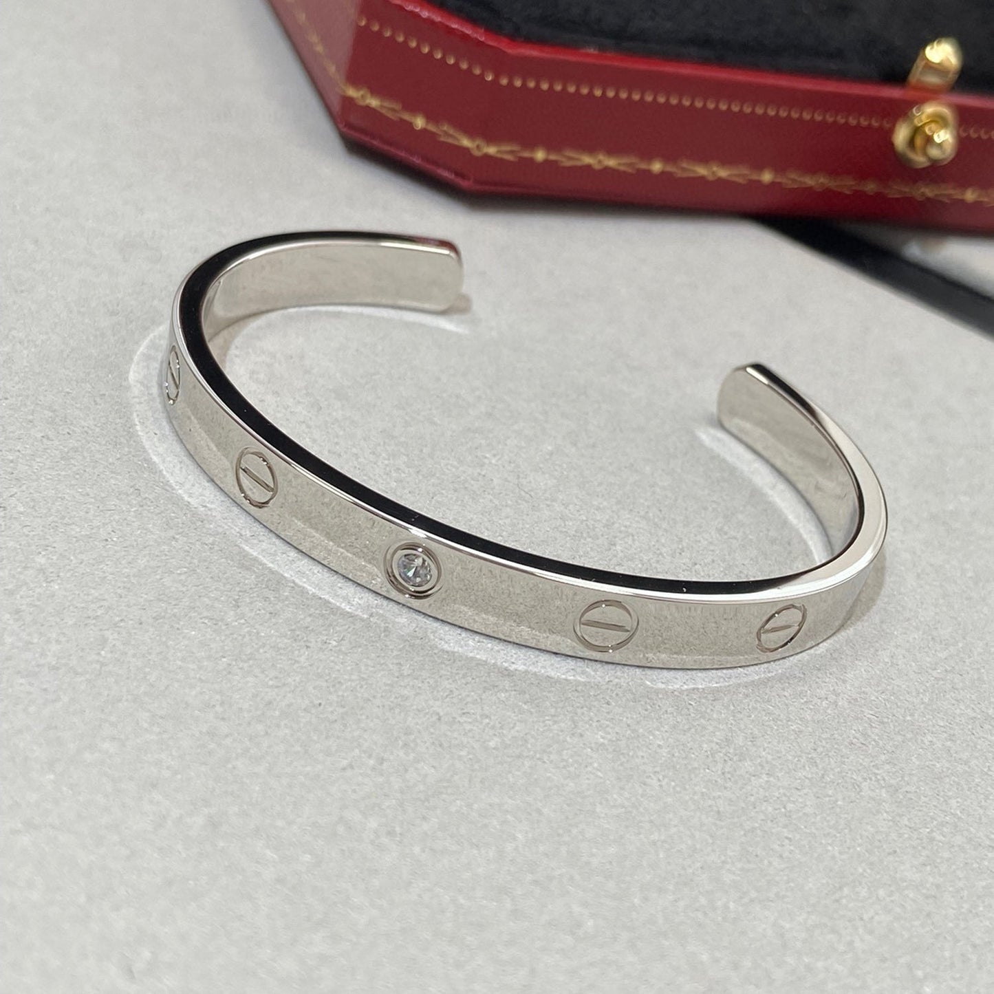 [Pearl Jewelrys]LOVE BRACELET 6.1MM 1 DIAMOND OPEN CUFF