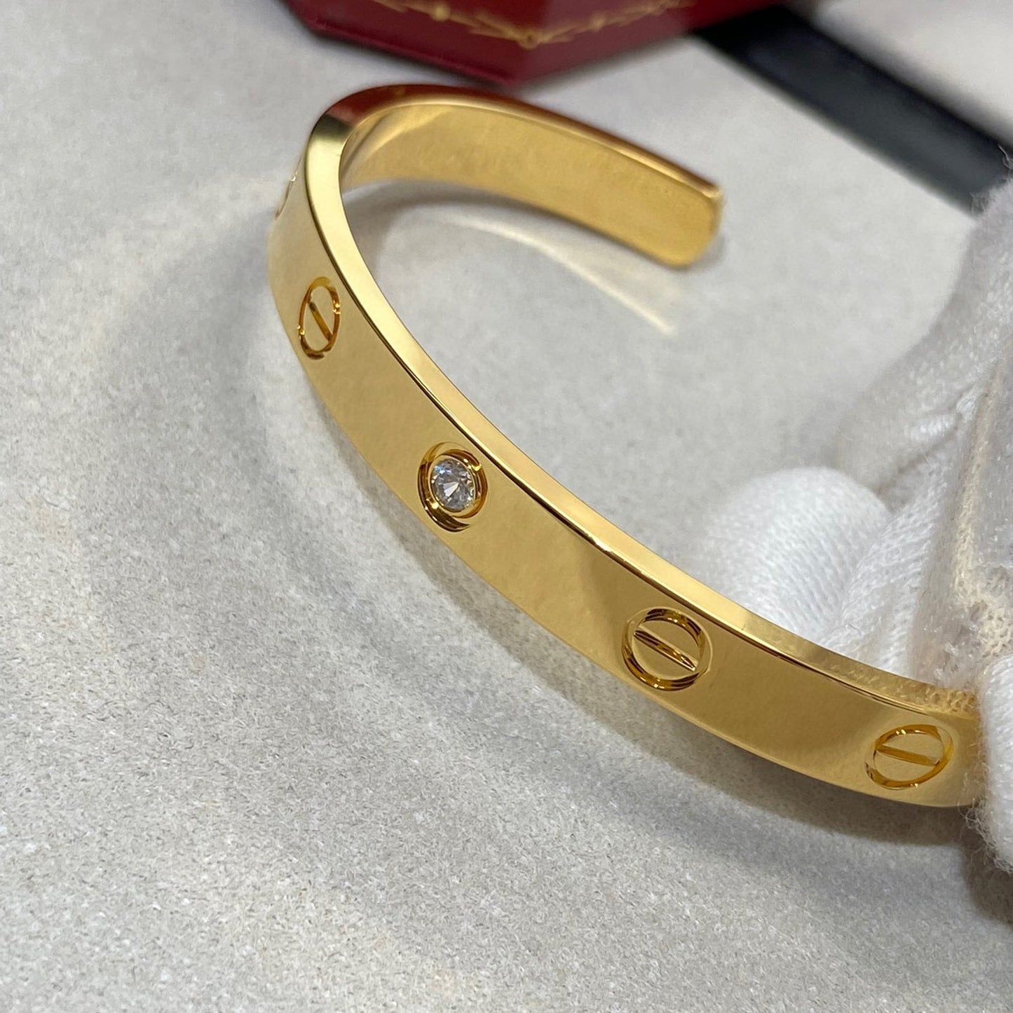 [Pearl Jewelrys]LOVE BRACELET 6.1MM 1 DIAMOND OPEN CUFF