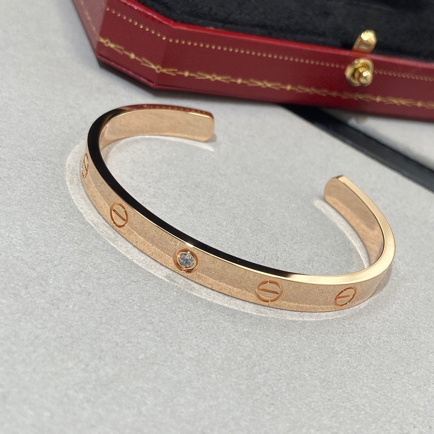[Pearl Jewelrys]LOVE BRACELET 6.1MM 1 DIAMOND OPEN CUFF
