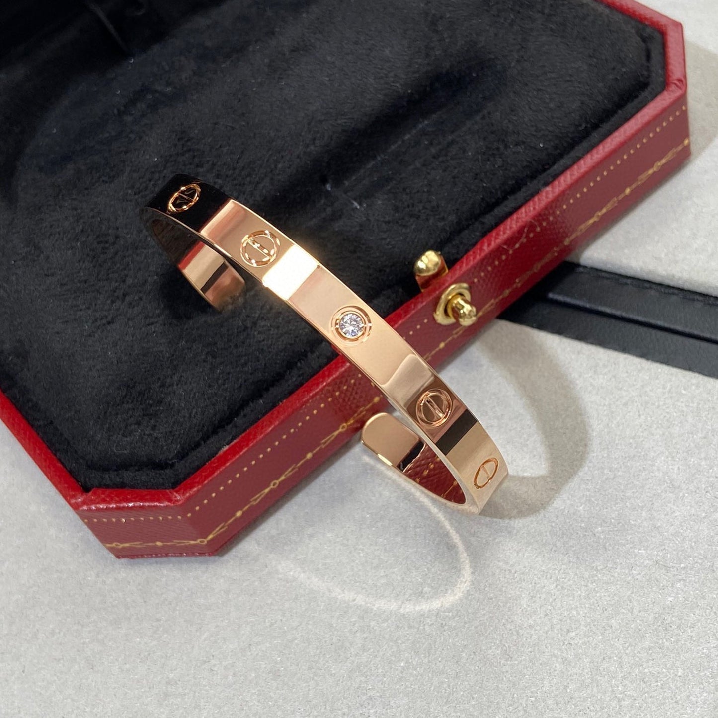 [Pearl Jewelrys]LOVE BRACELET 6.1MM 1 DIAMOND OPEN CUFF