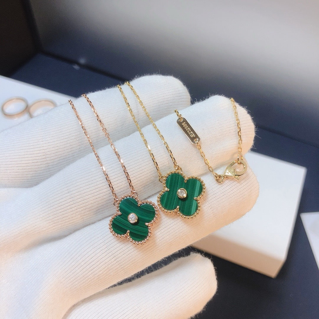 [Pearl Jewelrys]CLOVER 15MM DIAMOND TURQUOISE NECKLACE