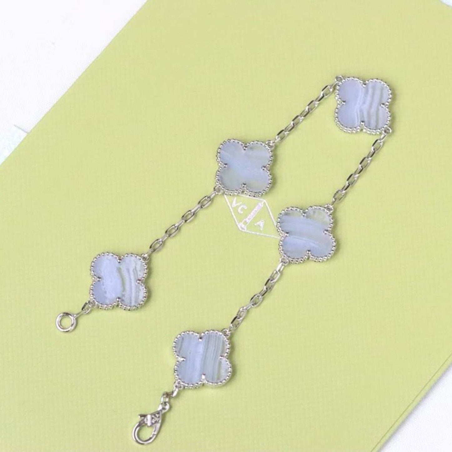 [Pearl Jewelrys]CLOVER  5 MOTIF PURPLE CHALCEDONY BRACELET SILVER
