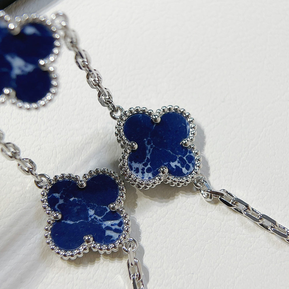 [Pearl Jewelrys]CLOVER 5 MOTIF PIETERSITE SILVER BRACELET