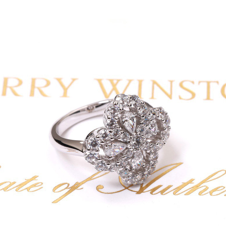 [Pearl Jewelrys]LOOP RING FULL MOTIF DIAMOND 16MM SILVE
