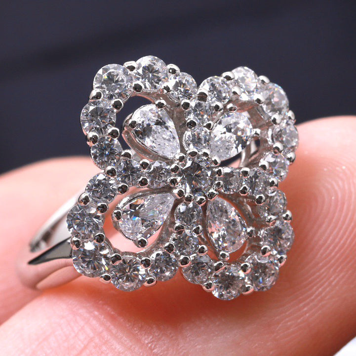 [Pearl Jewelrys]LOOP RING FULL MOTIF DIAMOND 16MM SILVE