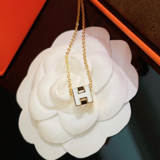 [Pearl Jewelrys]H WHITE SQUARE GOLD NECKLACE